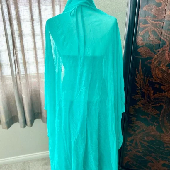 La Perla Turquoise Backless Dress With Shawl - Picture 9 of 11